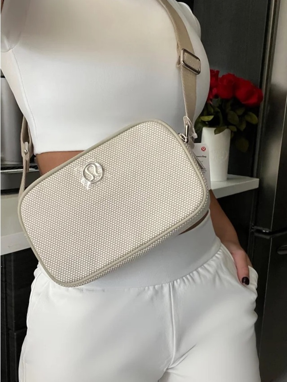 lululemon athletica Neutral Beige Crossbody canvas Camera Bag